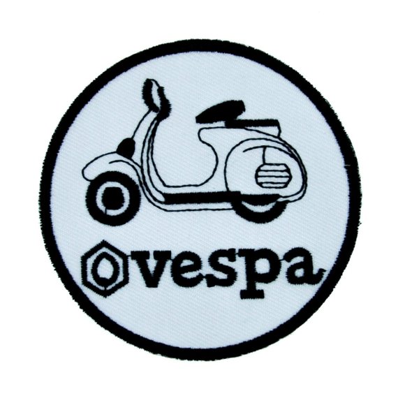 Vespa Round Patch Embroidered Iron On Applique Moped Scooter Motorcycles Biker